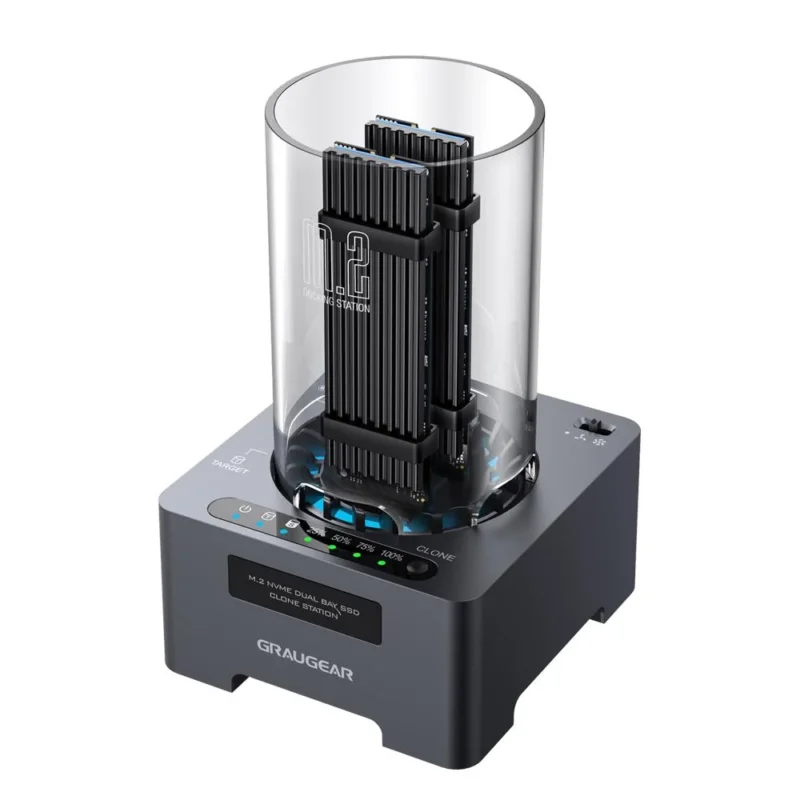 GRAUGEAR USB 3.2 Gen 2x2 NVMe Klonstation für 2 M.2 SSDs