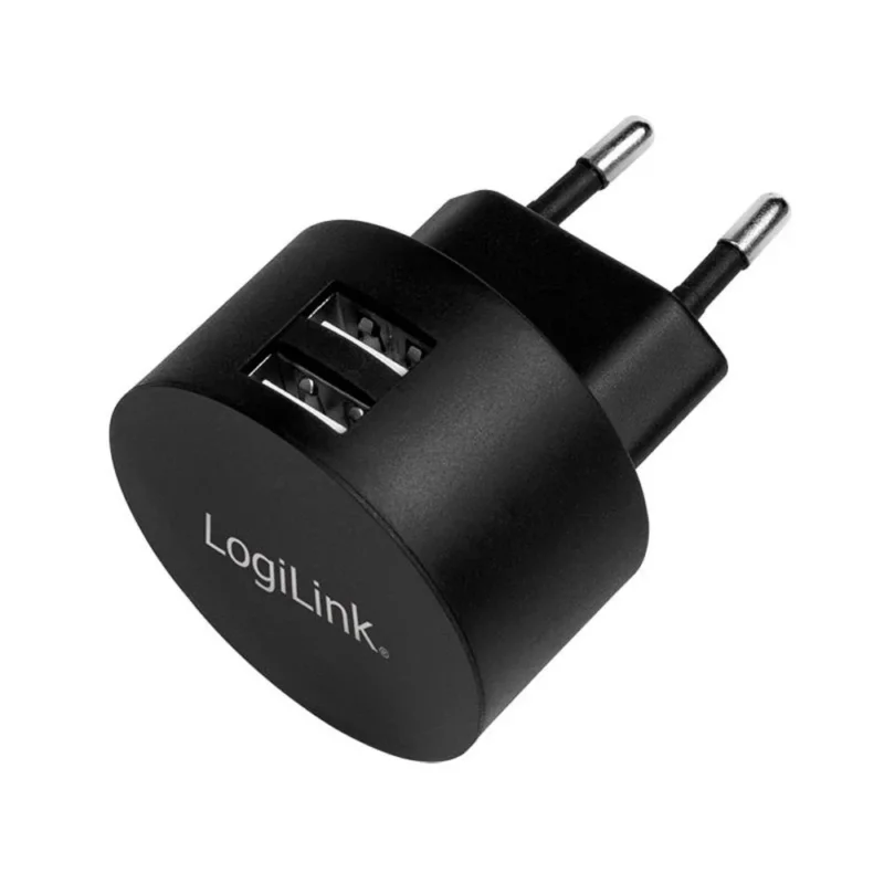 LogiLink Dual USB Schnelllade Steckdosenadapter 2x USB A Schwarz