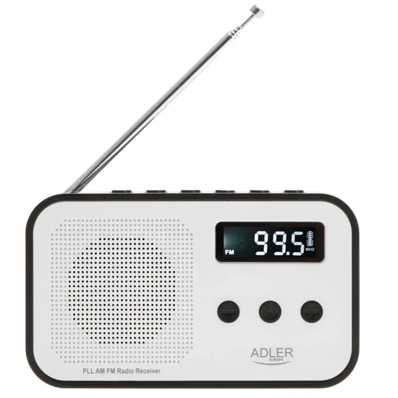 Adler AD 1907 PLL AM FM Digitalradio mit Weckerfunktion, USB C, Weiß Schwarz