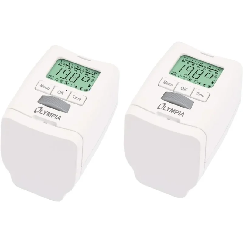 Olympia HT 430‑22 Heizkörperthermostat – Energiespar-Thermostat programmierbar (2er Set)