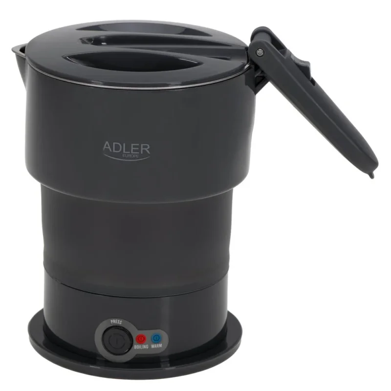 Adler AD 1377 Reise Wasserkocher 0,6 L faltbares Silikongehäuse Camping grau