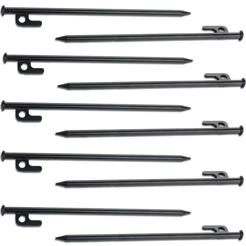 10 Stück Stahl Felsnagel 30 cm - rundes Profil Ø10mm - Schwarz Hering Zelthering harter Boden Zeltnagel Zeltpflock Erdspieß Camping Zubehör Outdoor Set