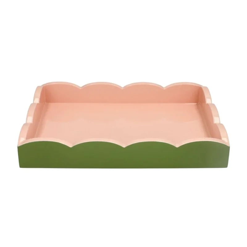 Addison Ross - Dienblad Scalloped - Khaki/Pink - 28x20 cm Dienblad Addison Ross