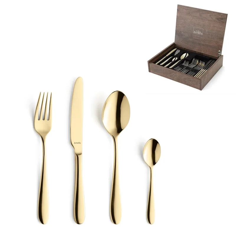 Amefa - Oxford 24-delige Bestekset 6 Personen PVD Hoogglans Goud - in luxe kist Bestekset Amefa