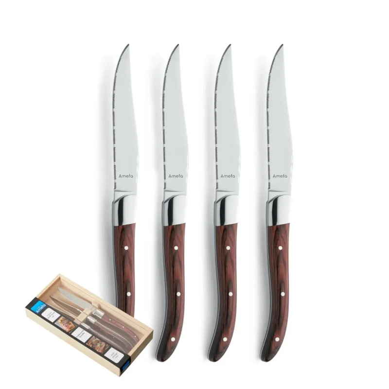 Amefa - Royal Steak 4 Steakmessen - Maroon Brown Bestekset Amefa