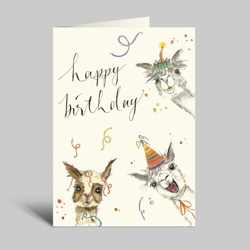 Klappkarte zum Geburtstag von annelis Art_Drei Alpakas_Happy birthday-01