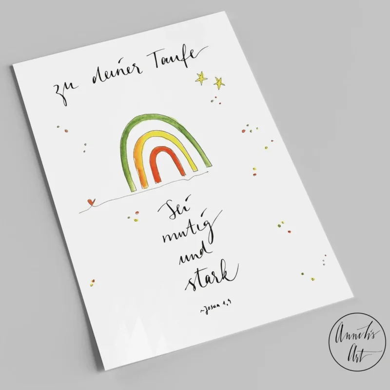 Postkarte zur Taufe von Annelis Art_Sei mutig und stark