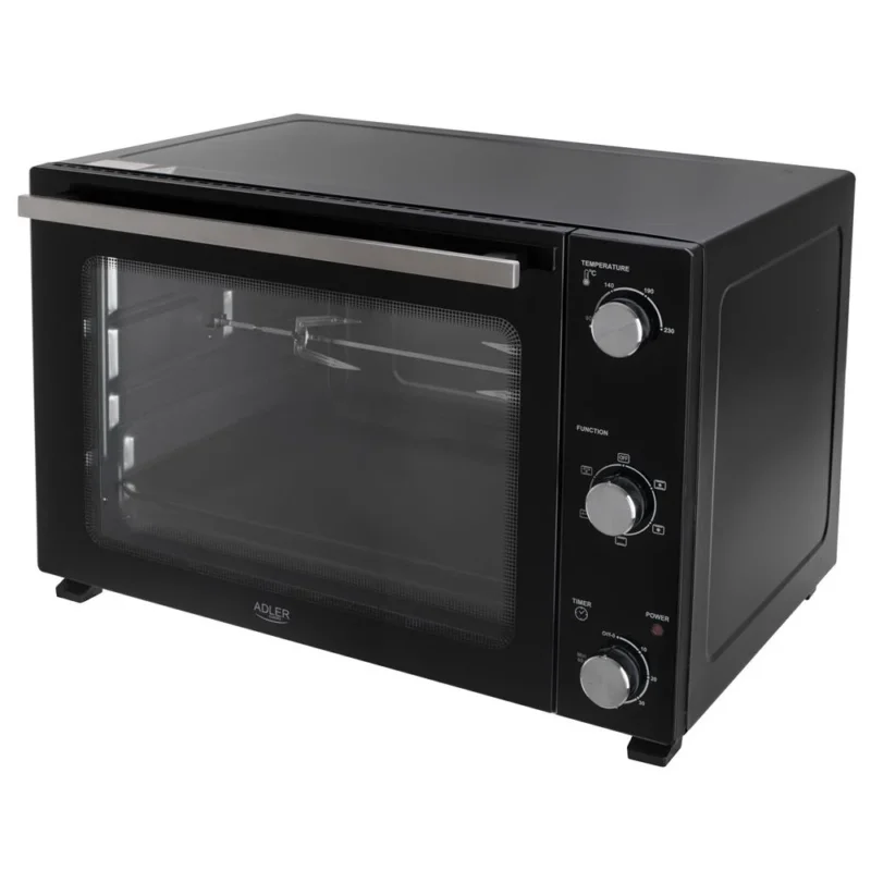 Adler AD 6028 Elektrobackofen 60 L mit Umluft Timer und Drehspieß Schwarz