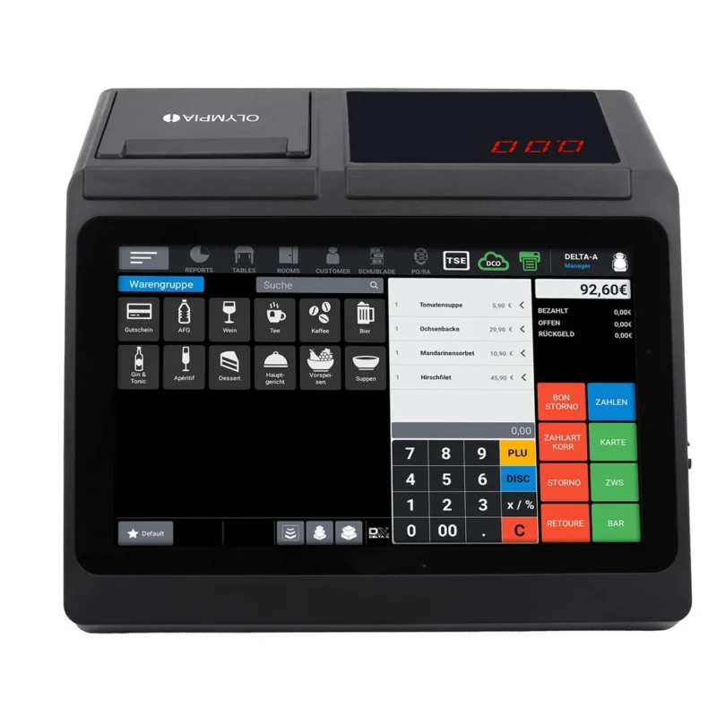 Olympia Registrierkasse T110 Kassensystem mit 10,1 Zoll Touchdisplay