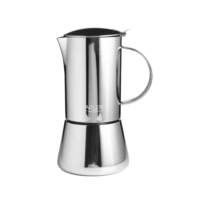 Adler AD 4419 Espresso Kaffeemaschine 350 ml aus Edelstahl silber, spülmaschinenfest