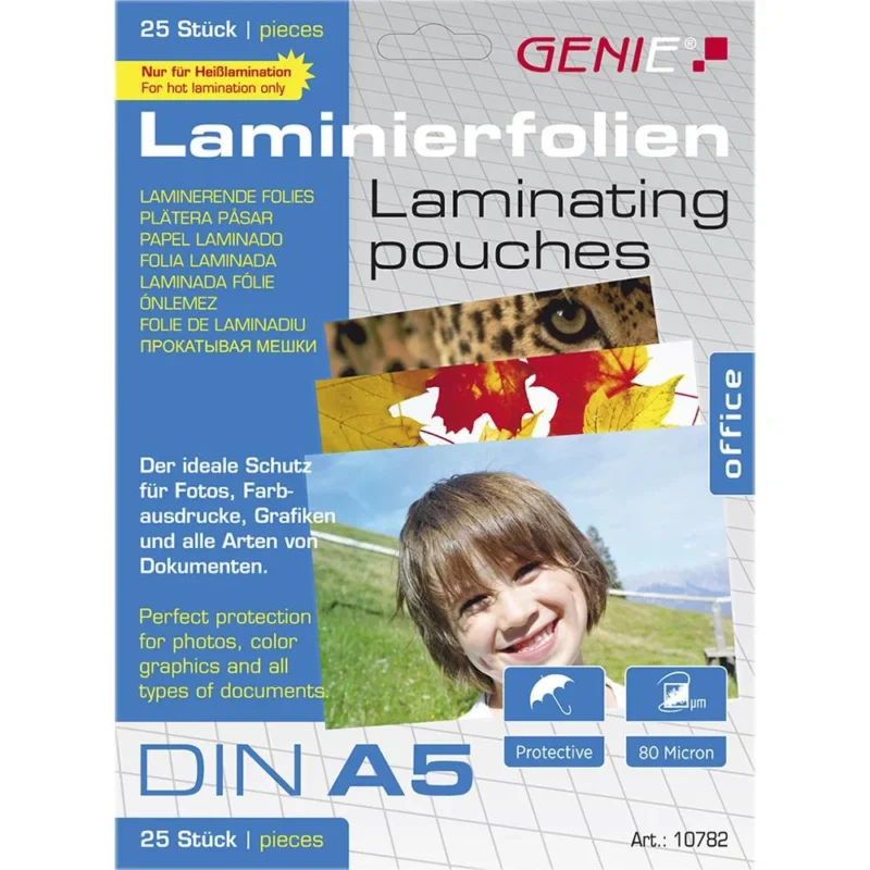 GENIE Laminierfolien DIN A5 80 Mikron 25 Stück