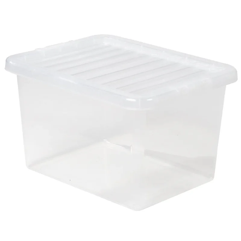 AUFBEWAHRUNGSBOX 20 Liter - Aufbewahrungsbox mit Deckel - 39x29x25cm - transparent klar - stapelbar - DINA4 Format - Kunststoff Box Stapelkiste Unterbettkommode Büro
