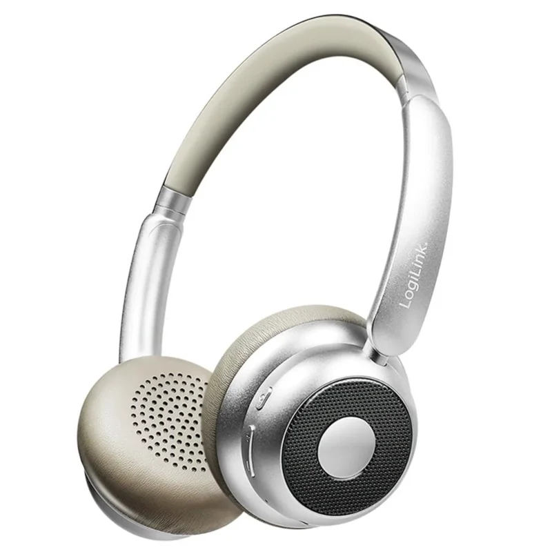 LogiLink AuraSolo Bluetooth 6.0 Headset, ANC, 20 Std. Akku, Silber
