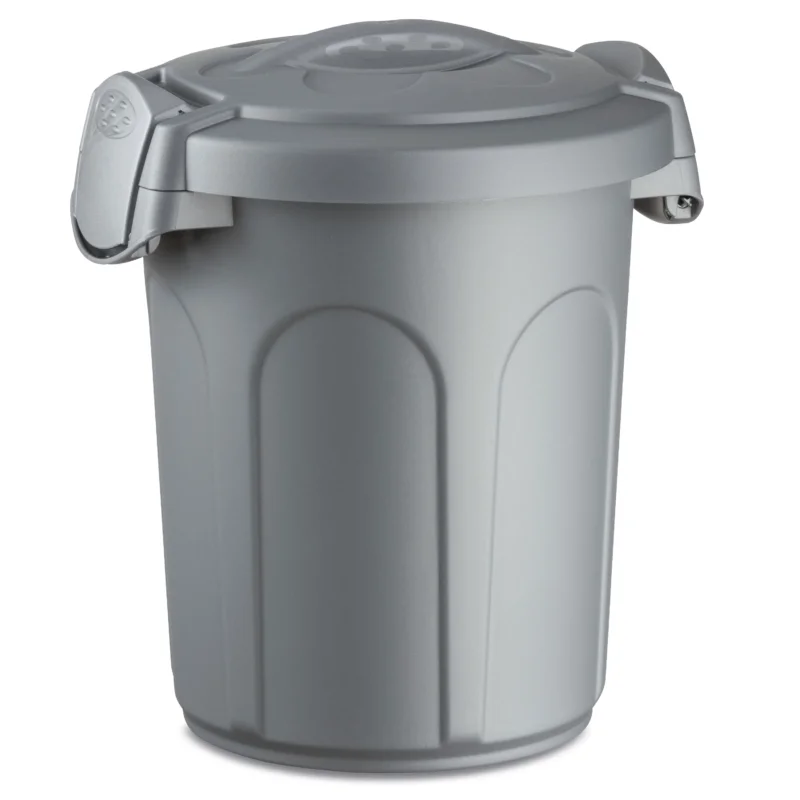 Mülltonne Futtertonne mit verschließbarem Deckel silber - 8 Liter - Windeleimer Müllbehälter Aufbewahrung Mülltrennung Lebensmittelecht Futterbehälter Oskartonne