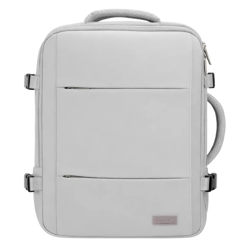 Camry CR 6881mg Reiserucksack 24L erweiterbar, Handgepäck Rucksack mit Laptopfach bis 15,6 Zoll, Business Backpack mit RFID-Fach, USB-Anschluss, Trolleykompatibel Grau