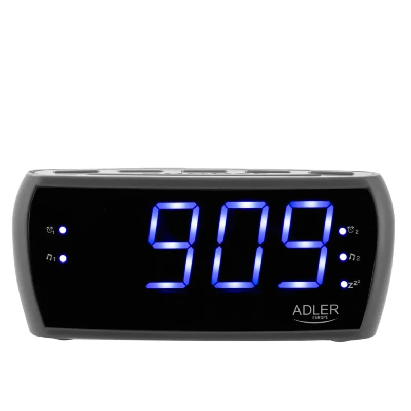 Adler AD 1121 S Radiowecker LED Display 22,2 cm AM FM Wecker, Dual Alarm, Snooze Netzbetrieb, Schwarz