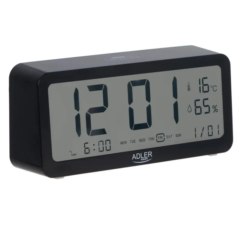 Adler AD 1195b Digitaler Wecker batteriebetrieben mit Temperaturanzeige Schwarz