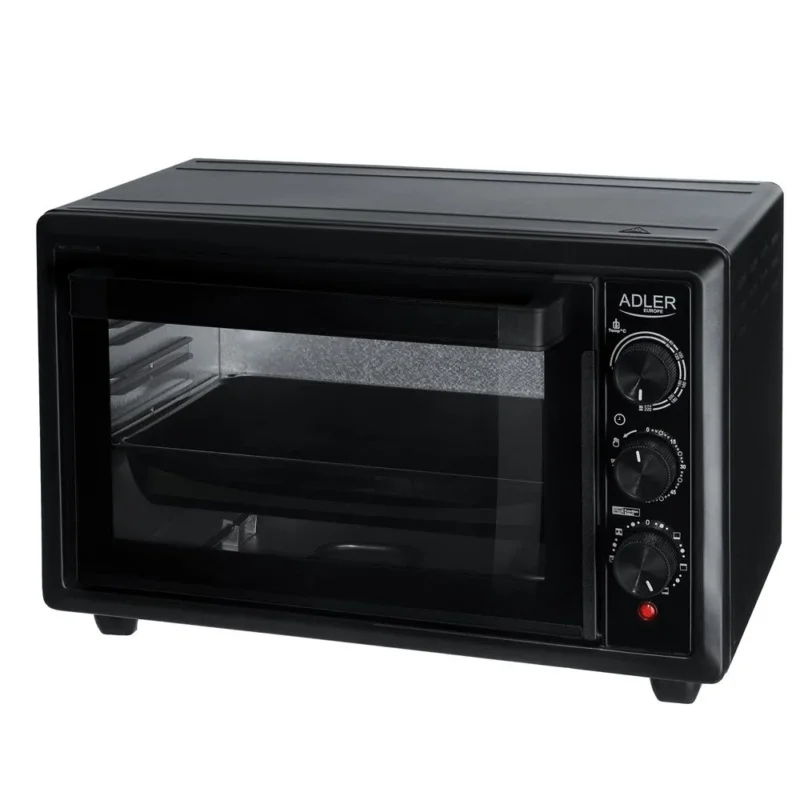 Adler AD 6023 Mini Backofen 26 L mit Umluft Timer und Backblech Schwarz
