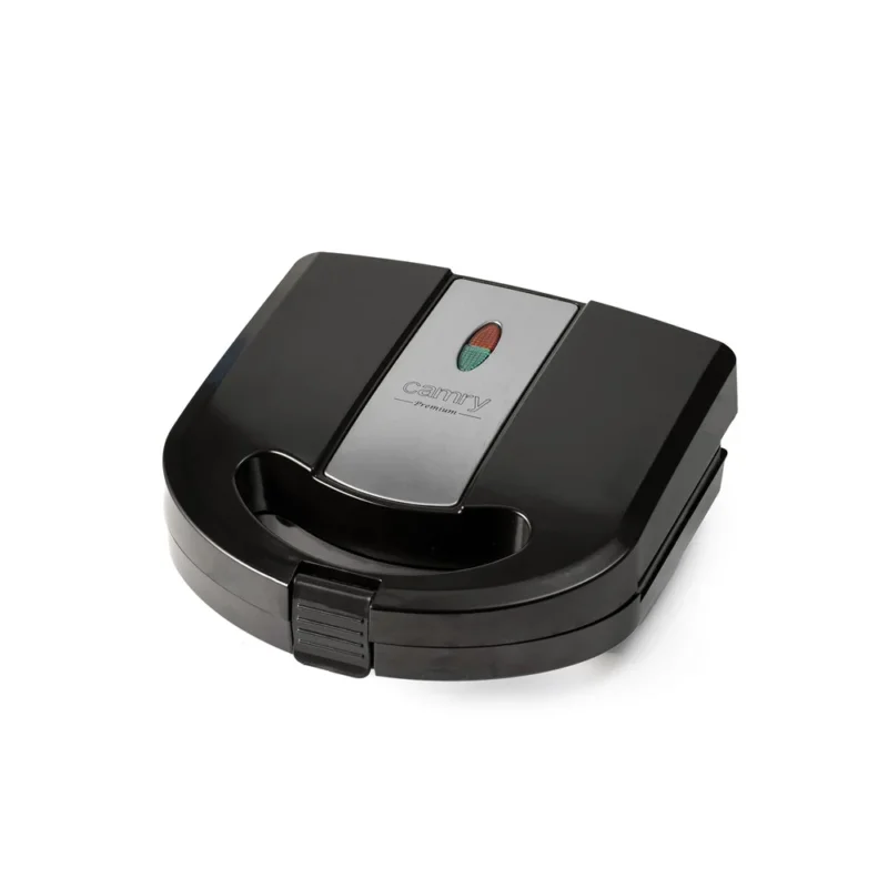 Camry CR 3063 Sandwichmaker 3-in-1, Kontaktgrill und Nusskuchen-Maker, wechselbare Antihaft-Platten, 750 W, Cool-Touch-Griff, vertikal lagerbar, Schwarz-Silber