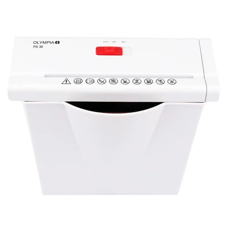 Olympia Aktenvernichter PS 36 P2 Streifenschnitt 6 Blatt 7 Liter Weiß