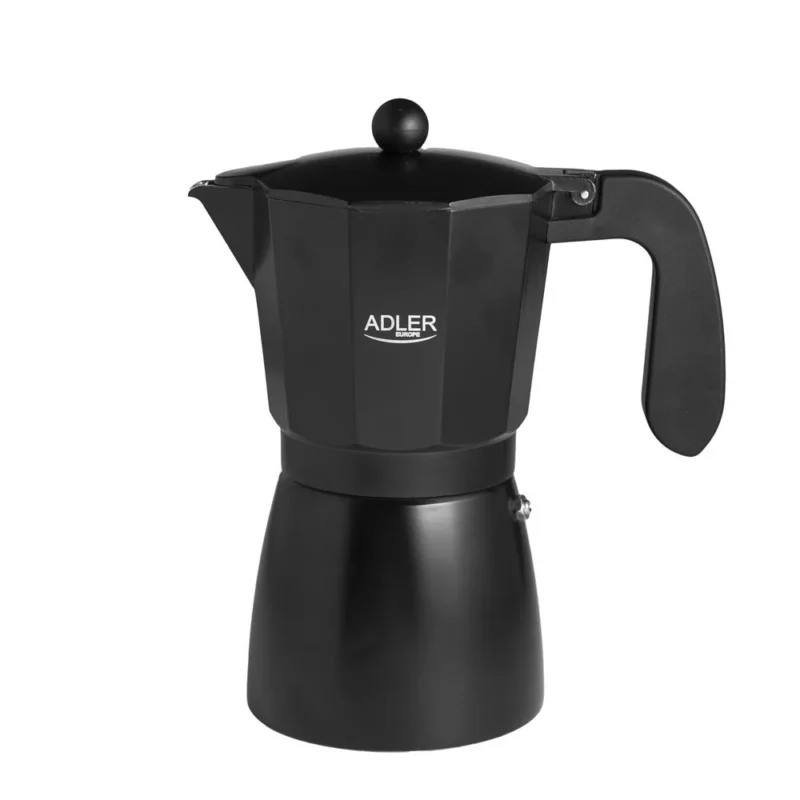 Adler AD 4429 Espressokocher für Herdplatte, 450 ml, Aluminium, schwarz