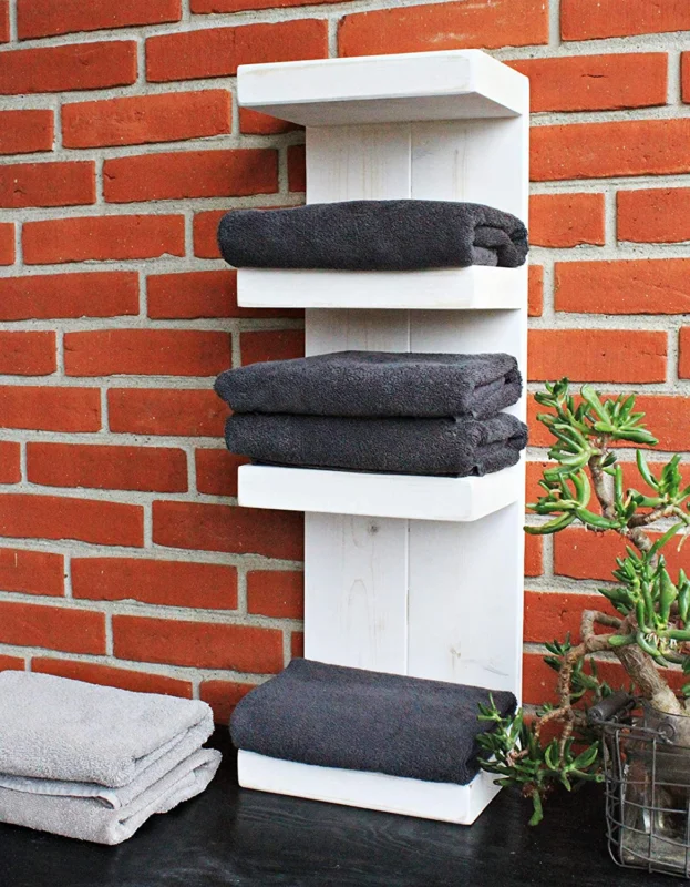 Badregal aus Holz - Farbe: Weiß