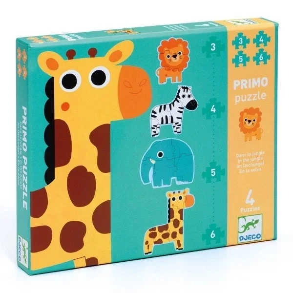 Djeco Puzzle "Im Dschungel" mit 4 Einzelpuzzlen