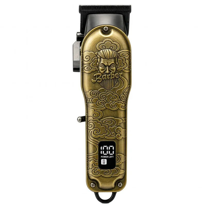 Adler AD 2857 Barber Profi Haarschneider Trimmer, Rasierapparat Haartrimmer für Bart, Kopfhaar und Koteletten, Keramikklinge, USB-C, Metallgehäuse Golden