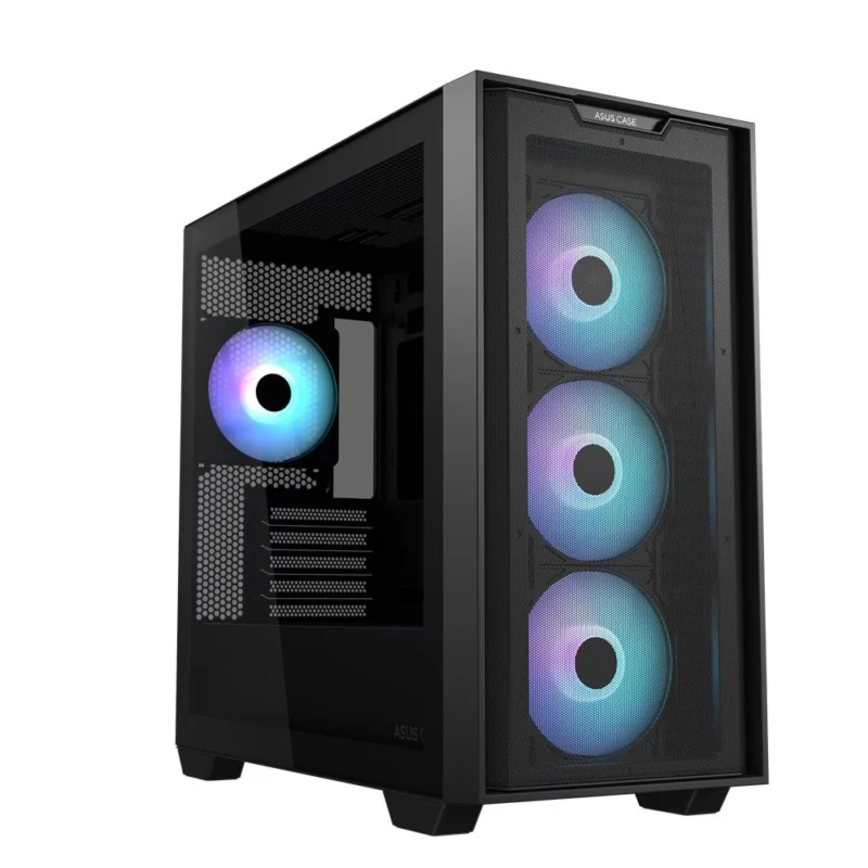 ASUS A21 PLUS TG ARGB Black microATX PC Gehäuse mit Mesh Front und 4 ARGB Lüftern
