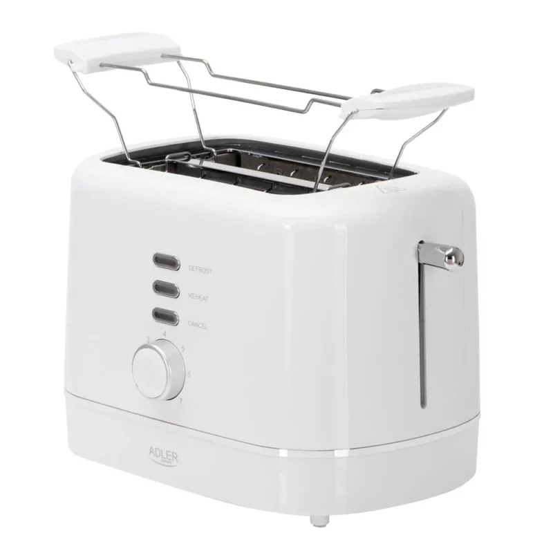 Adler AD 3224 Toaster Weiß mit Brötchenaufsatz und 7 Stufen