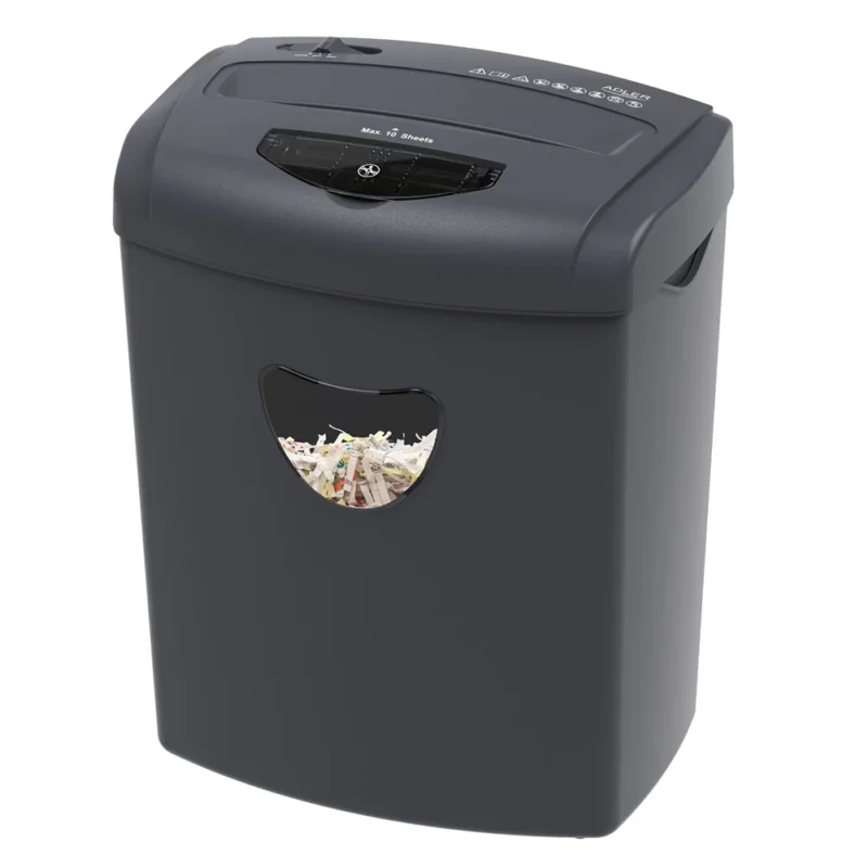 Adler AD 1038 Aktenvernichter, P-4 Dokumentenschredder für Papier, Kreditkarten und CD/DVDs, 10 Blatt, 21 Liter, Grau