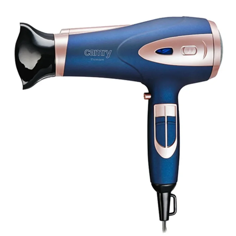 Camry CR 2269 Haartrockner mit Ionenfunktion, 1800-2200 W, 2 Gebläsestufen, 3 Temperaturstufen, Kaltlufttaste, Diffusor, Stylingdüse, Soft-Touch, dunkelblau