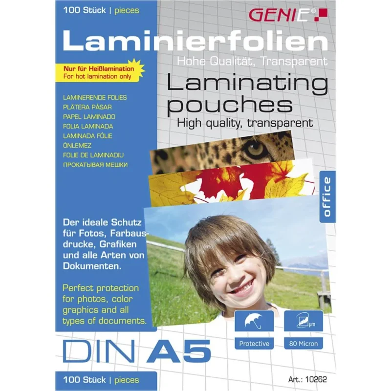 GENIE Laminierfolien DIN A5 80 Mikron 100 Stück