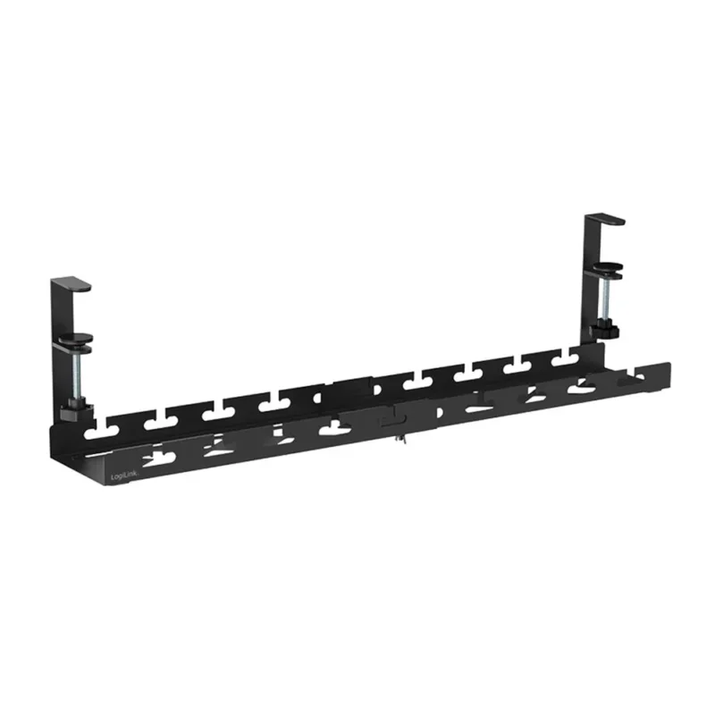 LogiLink Kabelrinnen-Organizer für Untertischmontage, ausziehbar, Metall, Schwarz