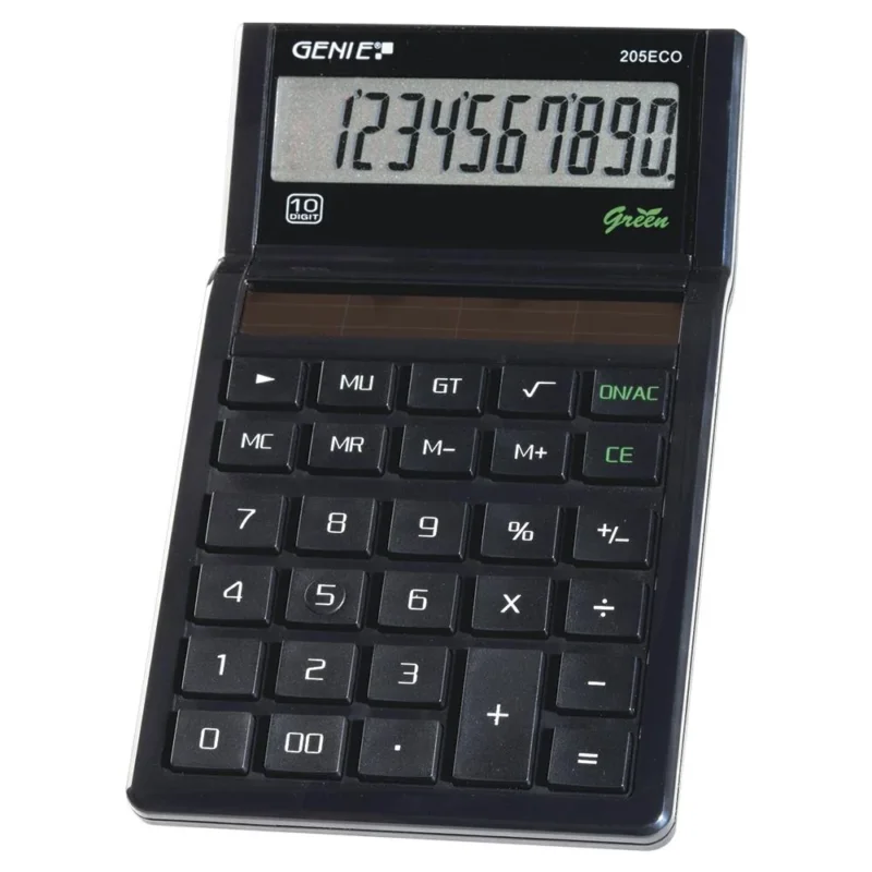 GENIE Tischrechner 205 ECO Solar Taschenrechner 10 stellig Schwarz