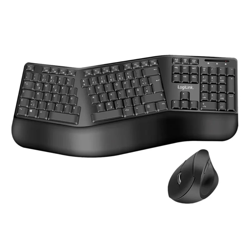 LogiLink Ergonomisches Funk Tastatur Maus Set Schwarz