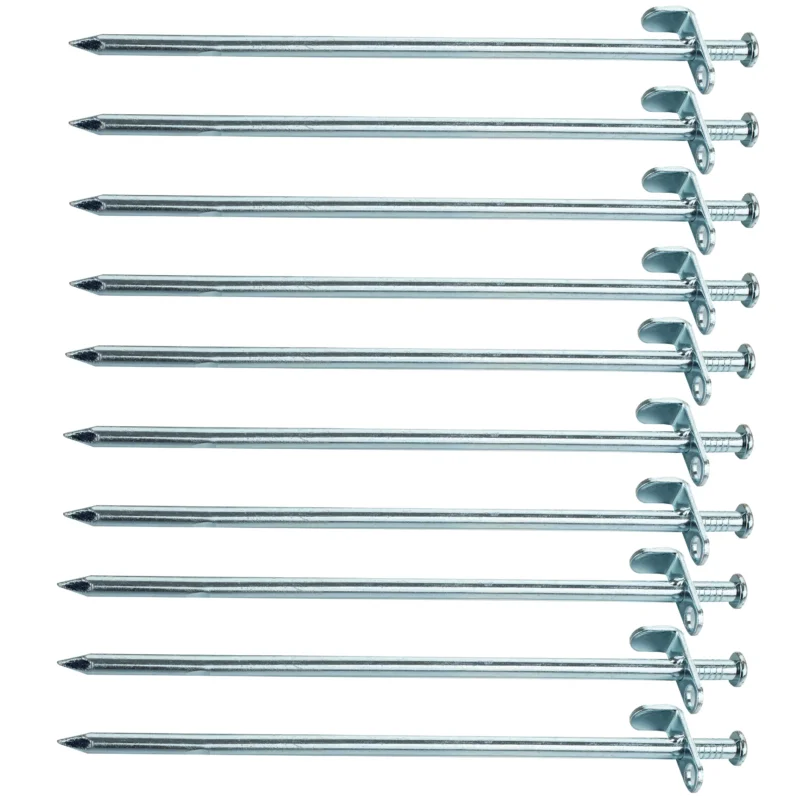10 Stück Stahl Felsnagel 30 cm - rundes Profil Ø9mm - Hering Zelthering harter Boden Zeltnagel Zeltpflock Erdspieß Camping Zubehör Outdoor Set