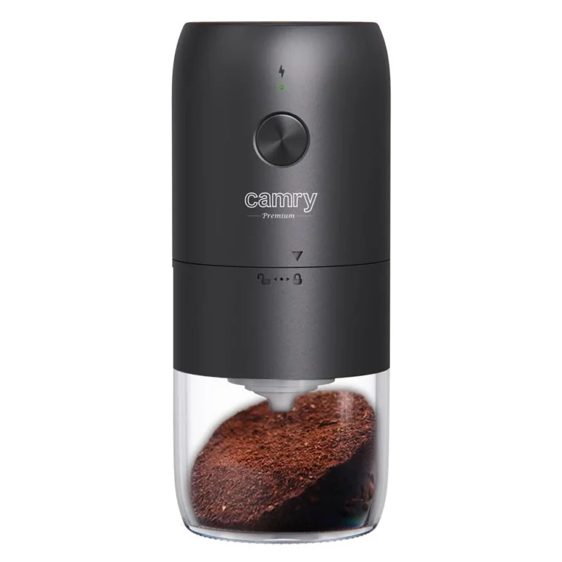Camry CR 4302 kabellose elektrische USB-Kaffeemühle mit Keramikfräser, Akku, schwarz