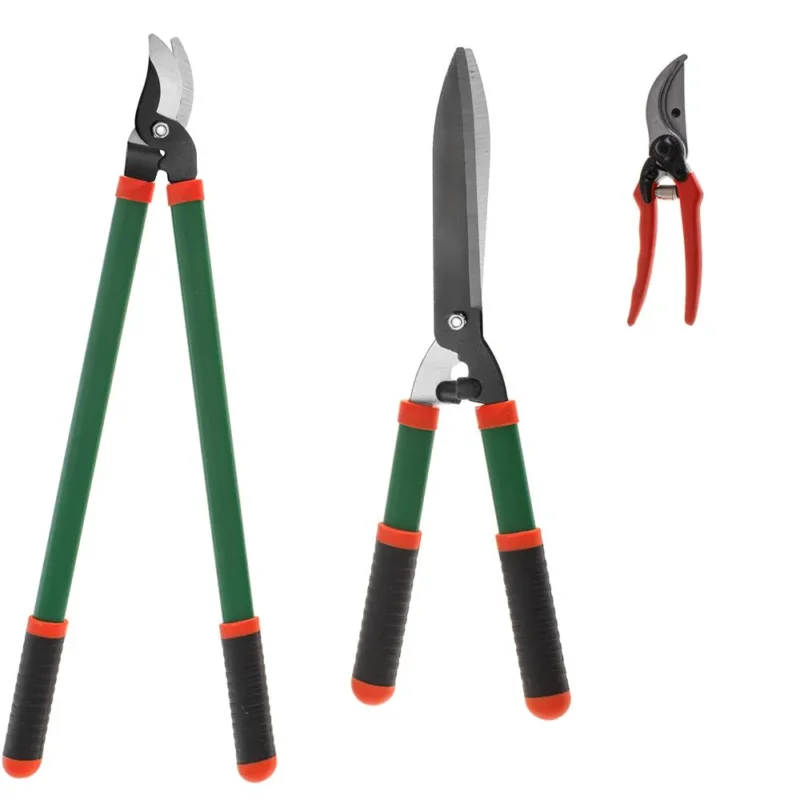 Adler AD 6805 Gartenscheren-Set 3-teilig für Blumen, Sträucher und Äste, ergonomisch, grün