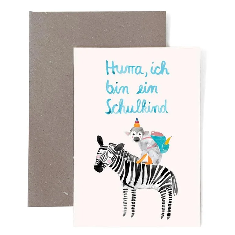 Klappkarte zur Einschulung Hurra, ich bin ein Schulkind von Frau Ottilie