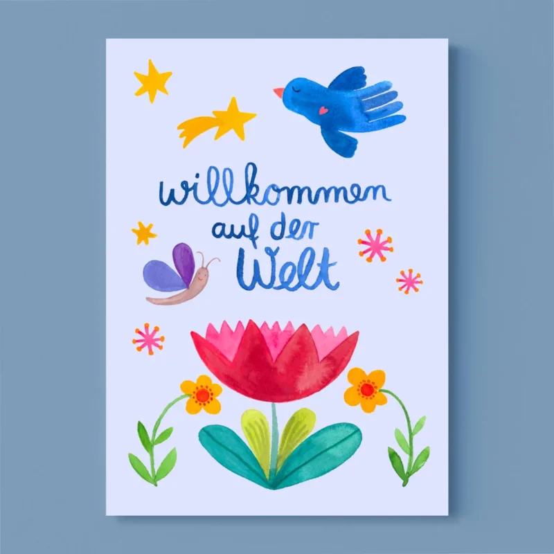 Postkarte zur Geburt von Frau Ottilie_Willkommen auf der Welt