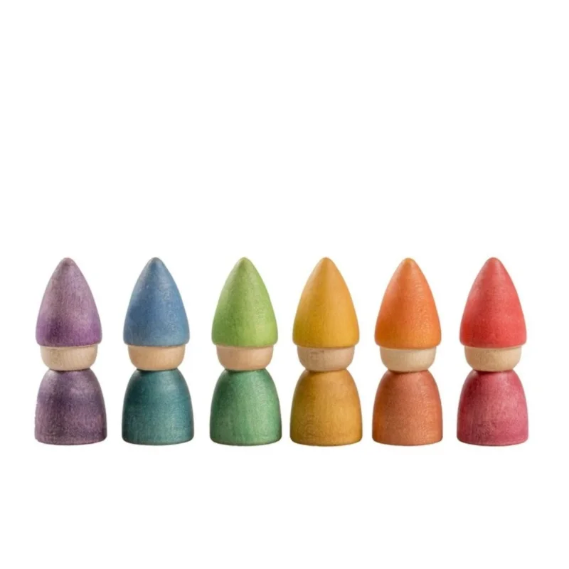 Rainbow Tomtens 6 Holzfiguren von Grapat_Regenbogen Zwerge_01