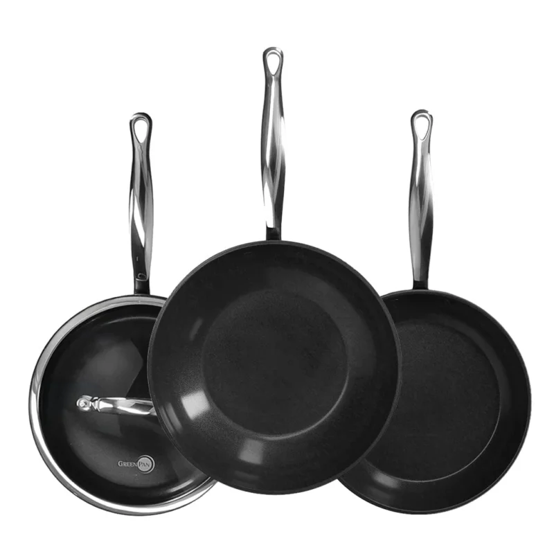 GreenPan - Barcelona Pro 4-delige Pannenset 24/24/28 cm - koekenpan + stoofpan met deksel + wokpan Pannenset GreenPan