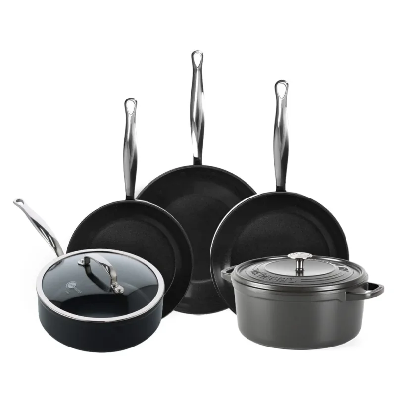 GreenPan - Barcelona Pro XL 6-delige Pannenset 20/24/24/28/22 cm - 2 koekenpannen + stoofpan met deksel + wokpan + braadpan Pannenset GreenPan