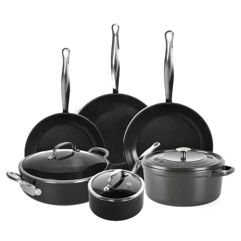 GreenPan - Barcelona Pro XXL 8-delige Pannenset 18/20/28/30/28/28 cm - steelpan met deksel + 2 koekenpannen + stoofpan met deksel + wokpan + braadpan Pannenset GreenPan