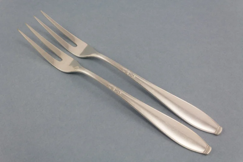 2 schöne Fleischgabeln, Jugendstil Besteck Set, WMF 1400, Lilie