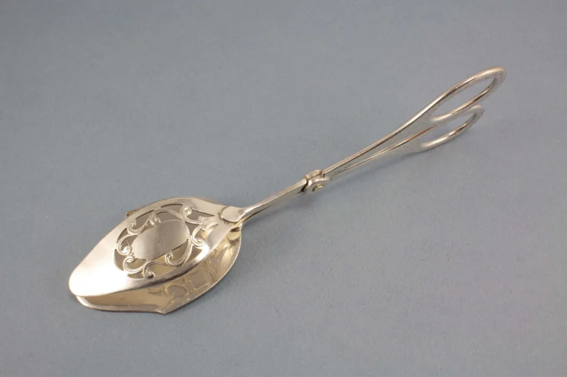 Big silver-plated pastry pliers, Art Nouveau