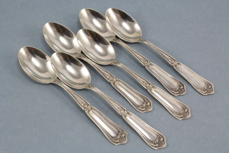 6 antike Mokkalöffel 800er Silber, Art Deco