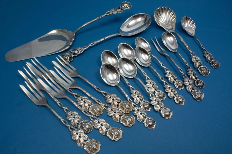 Edles Tortenheber-Set für 6 mit Rosen, Besteck Set