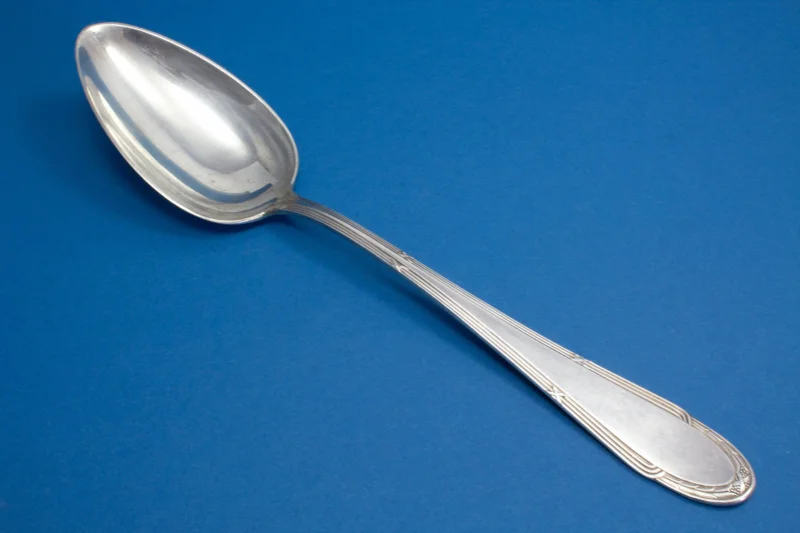 Großer Gemüselöffel, versilberter Servierlöffel, Art Nouveau, WMF